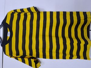 Kids Costumes to Hire - Yellow & Black Stripe TShirt - LARGE